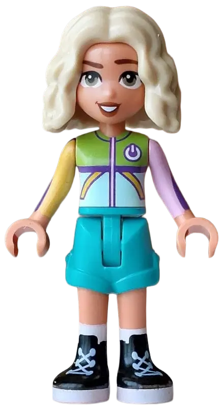 Nova - Light Aqua and Lime Sweater, Dark Turquoise Shorts, Black Boots