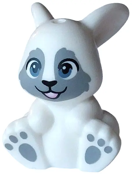 Bunny / Rabbit, Mini Doll Style, Sitting with Sand Blue Eyes, Black Nose and Mouth, Bright Pink Tong