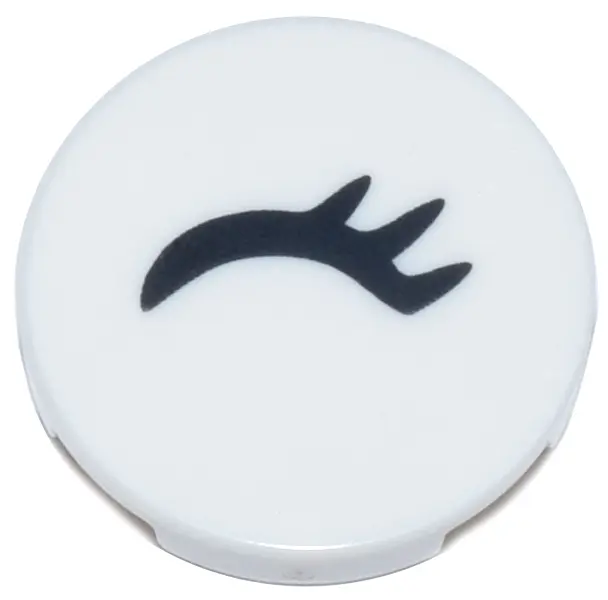 Tile, Round 2 x 2 with Bottom Stud Holder with Black Closed Eye with Eyelash Pattern Model Left Side