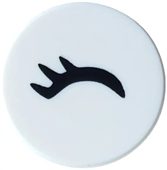 Tile, Round 2 x 2 with Bottom Stud Holder with Black Closed Eye with Eyelash Pattern Model Right Sid