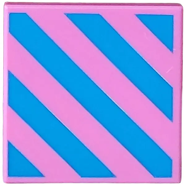 Pink Tile 2 x 2 with Blue Diagonal Stripes Pattern