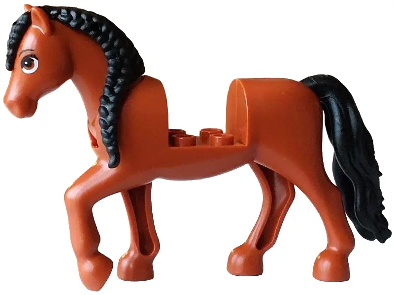 Dark Orange Horse, Mini Doll Style with 2 x 2 Cutout and Movable Neck with Fixed Flexible Rubber Bla
