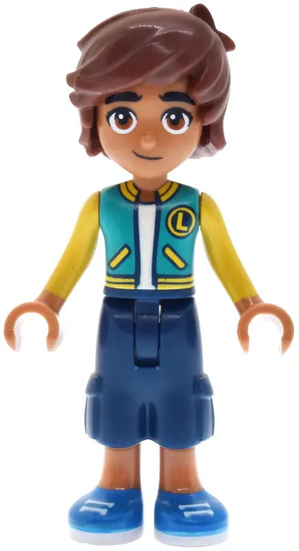 Leo - Dark Turquoise and Yellow Jacket, Dark Blue Cropped Trousers, Blue Shoes