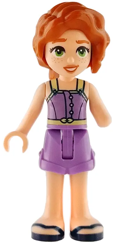 Autumn - Medium Lavender Jumpsuit Shorts, Dark Blue Sandals