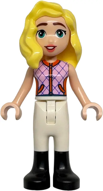 Matilde - Bright Pink Sleeveless Jacket, White Trousers, Black Boots
