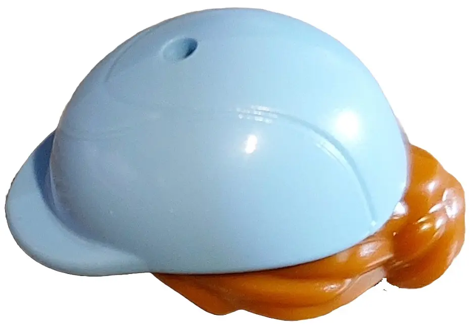 Orange Mini Doll, Hair Combo, Hair with Hat, Bun and Side Bangs, Hole on Top with Molded Bright Ligh