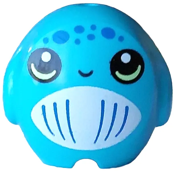 Azure Minifigure, Utensil Pillow Plush Toy with Narwhal with Black Eyes with Bright Light Yellow Gli