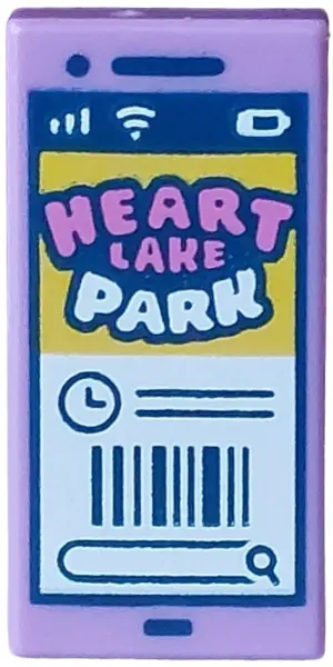 Lavender Tile 1 x 2 with Cell Phone / Smartphone with Black Entrance Barcode for Dark Pink and White