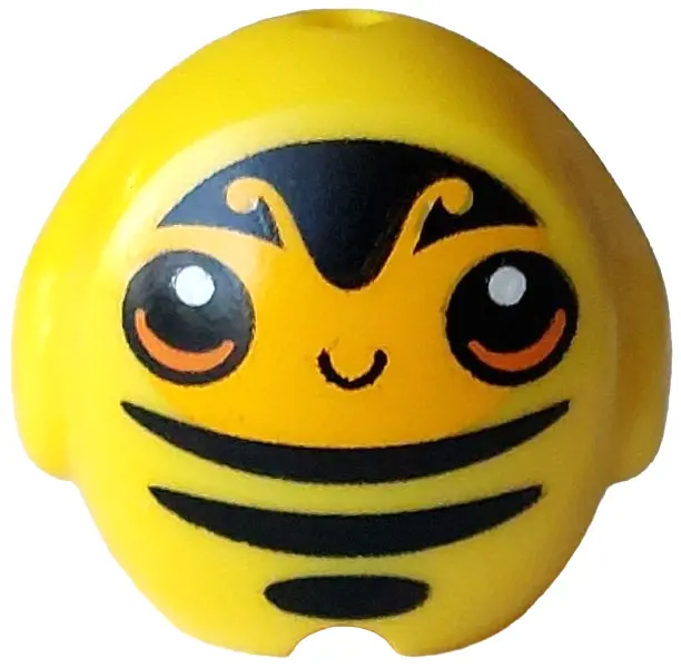 Minifigure, Utensil Pillow Plush Toy with Bee with Bright Light Orange Face and Antennas, Black Stri