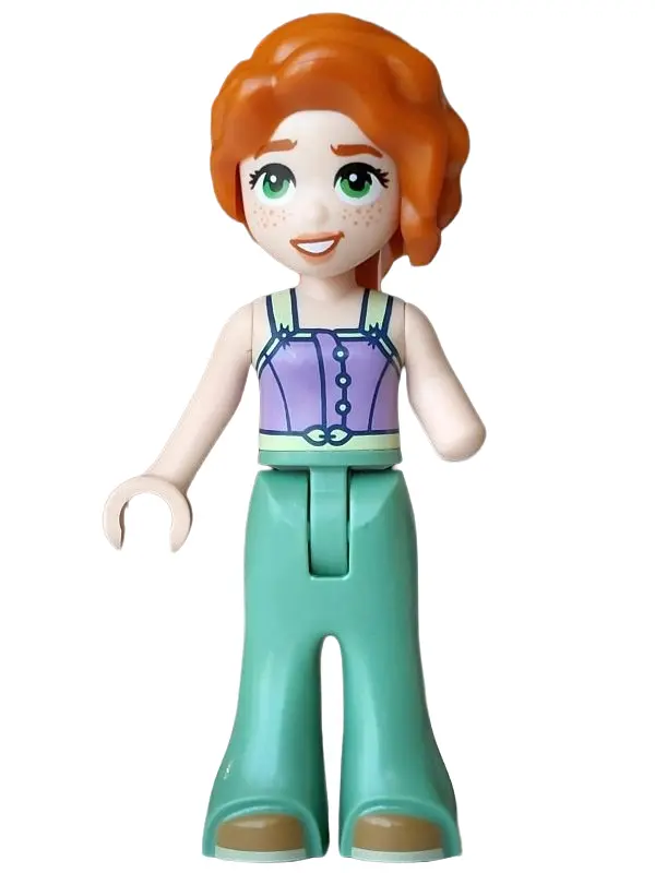 Autumn - Medium Lavender Tank Top, Sand Green Trousers Bell-Bottoms, Medium Nougat Shoes