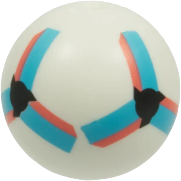 Ball, Sports Soccer with Stud Holder with Black, Coral and Medium Azure Intersecting Geometric Shape