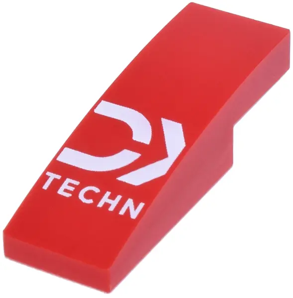 Slope, Curved 3 x 1 x 2/3 with White 'DX' and 'TECHN' (DXC Technology) Logo Pattern Model Left Side