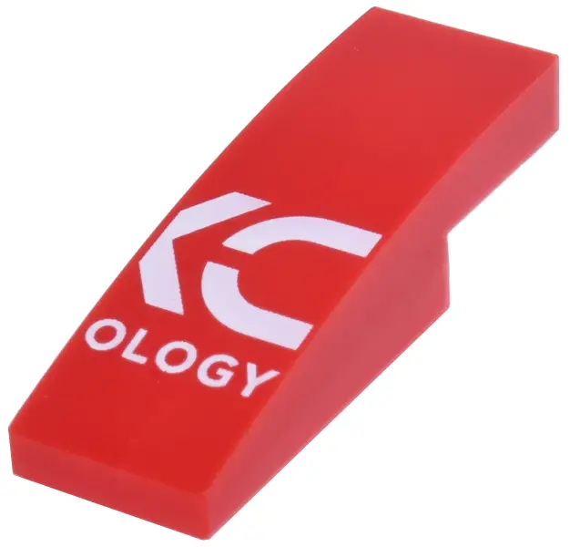 Slope, Curved 3 x 1 x 2/3 with White 'XC' and 'OLOGY' (DXC Technology) Logo Pattern Model Right Side