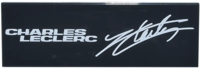 Tile 2 x 6 with White 'CHARLES LECLERC' and Signature Pattern