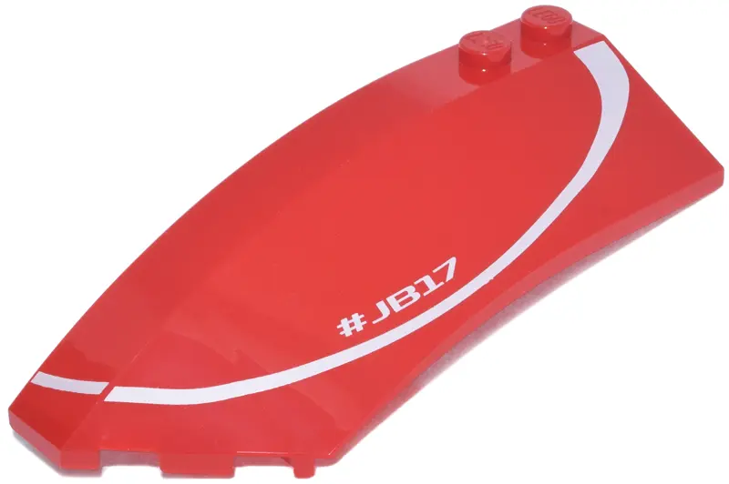 Wedge 8 x 3 x 2 Open Left with White Curved Line and '#JB17' Pattern