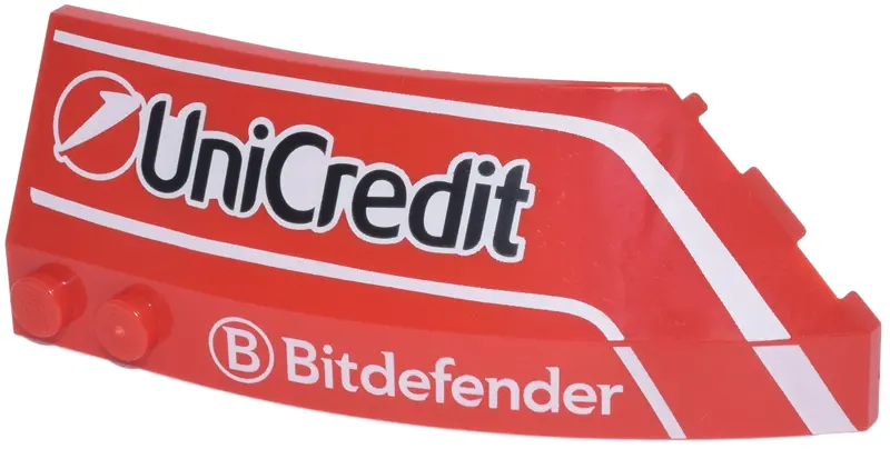 Wedge 8 x 3 x 2 Open Left with White Curved Lines and 'Bitdefender' and Black 'Unicredit' Logos Patt