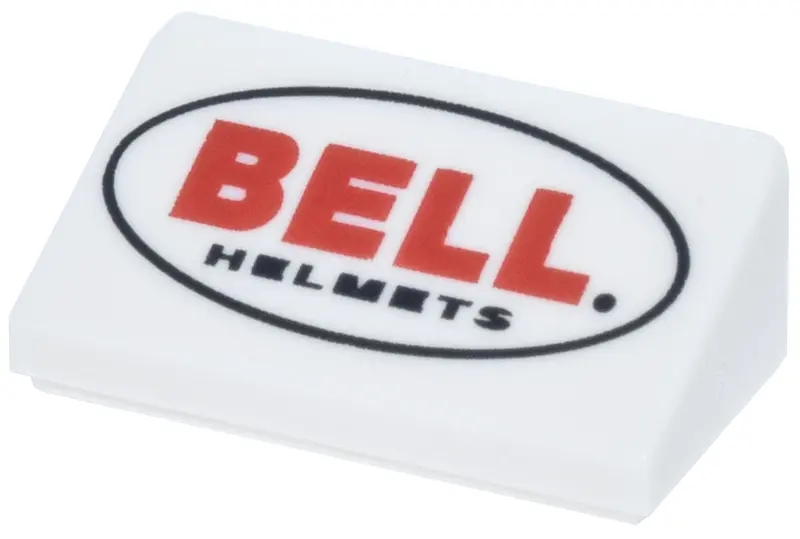 Slope 30 1 x 2 x 2/3 with Black Oval and Red 'BELL HELMETS' Logo Pattern