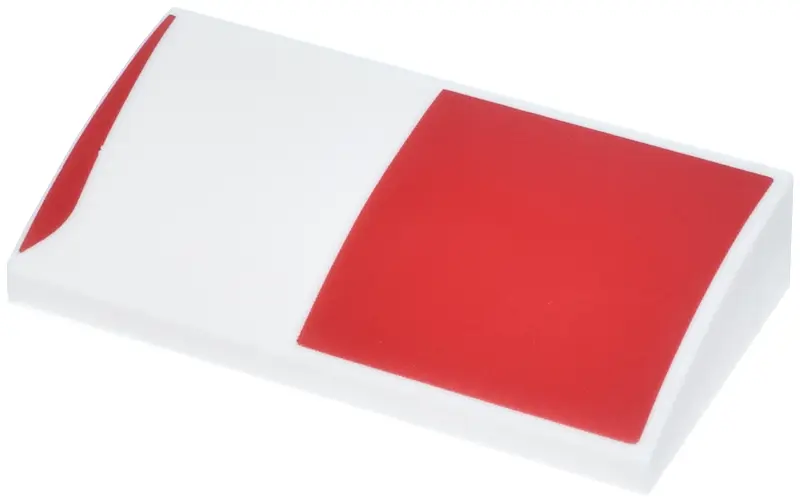 Slope, Curved 2 x 4 x 2/3 with Bottom Tubes with Red Square and Curved Line Pattern Model Left Side