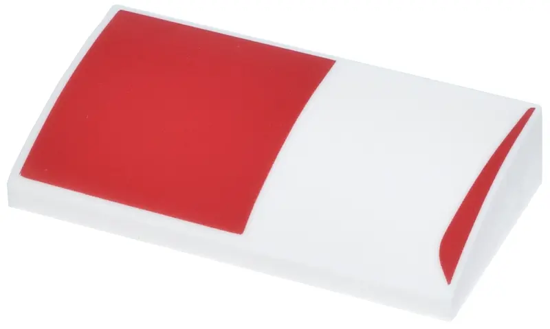 Slope, Curved 2 x 4 x 2/3 with Bottom Tubes with Red Square and Curved Line Pattern Model Right Side