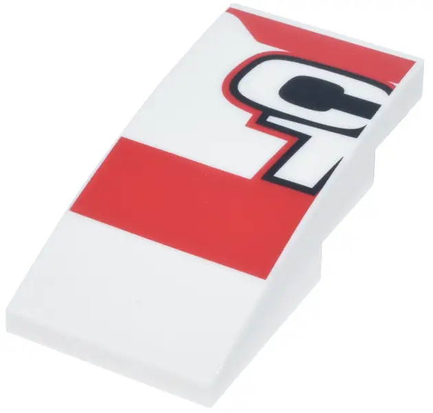 Slope, Curved 4 x 2 with Red Panels and Black Outline Letter C and Number 1 (CL 16) Logo Pattern Mod
