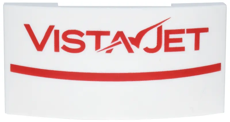 Slope, Curved 4 x 2 x 2/3 Double with Red Stripe and 'VISTAJET' Logo Pattern