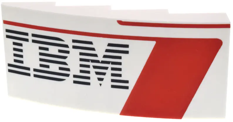 Slope, Curved 8 x 4 x 1 2/3 with Black 'IBM' Logo, Red Panel and Lines Pattern Model Left Side