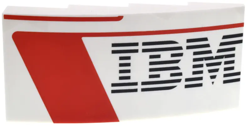 Slope, Curved 8 x 4 x 1 2/3 with Black 'IBM' Logo, Red Panel and Lines Pattern Model Right Side