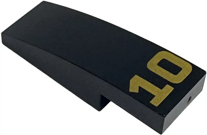 Slope, Curved 3 x 1 x 2/3 Double with Gold '10' Pattern
