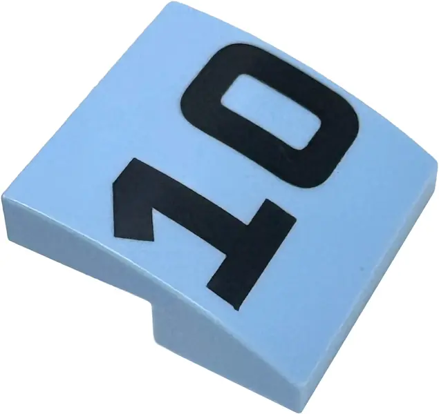 Light Blue Slope, Curved 2 x 2 x 2/3 with Black '10' Pattern
