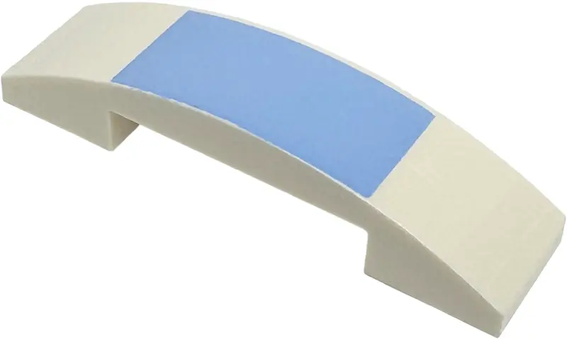 Slope, Curved 4 x 1 x 2/3 Double with Bright Light Blue Rectangle Pattern