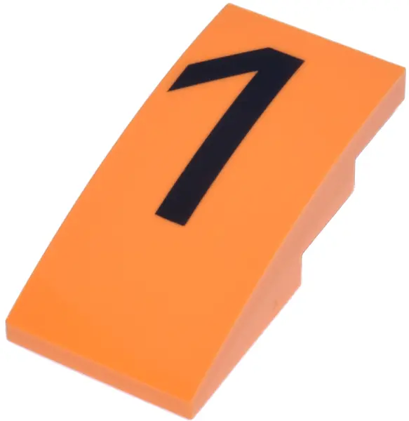 Slope, Curved 4 x 2 with Stylized Black Number 1 Pattern