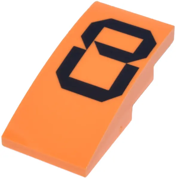 Slope, Curved 4 x 2 with Stylized Black Number 8 Pattern