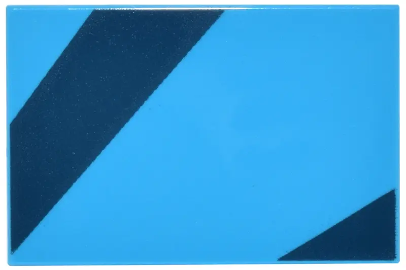 Azure Tile 2 x 3 with Dark Blue Diagonal Stripes Pattern