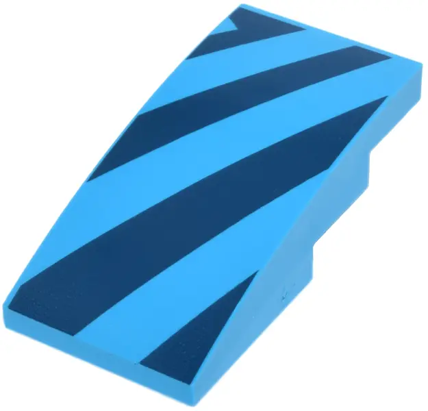Azure Slope, Curved 4 x 2 with Dark Blue Diagonal Stripes Pattern