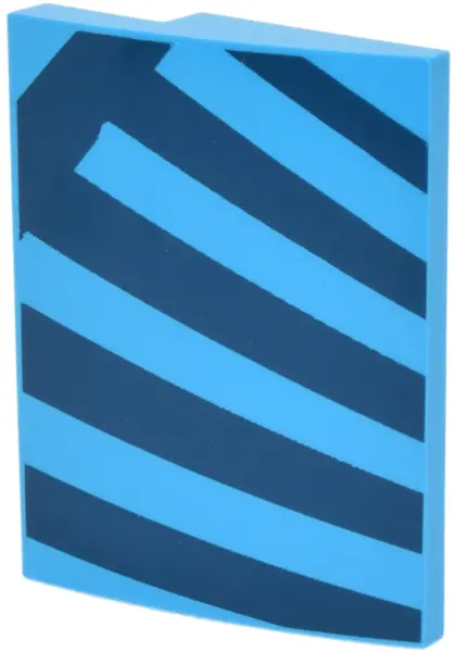Azure Slope, Curved 3 x 4 x 2/3 with Dark Blue Diagonal Stripes Pattern