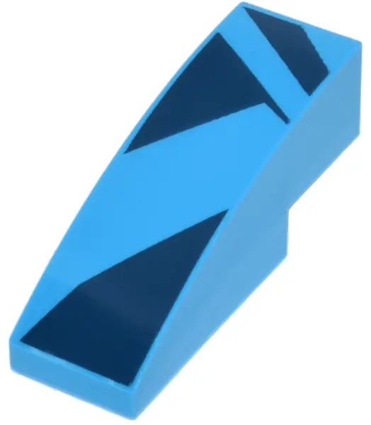 Azure Slope, Curved 3 x 1 with Dark Blue Triangles and Diagonal Stripes Pattern