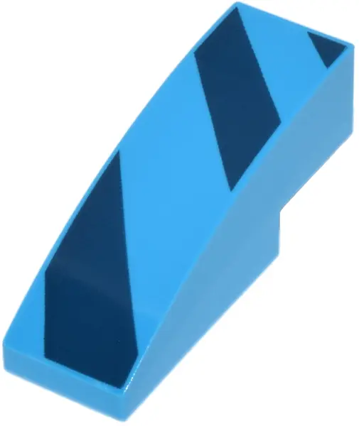 Azure Slope, Curved 3 x 1 with 3 Dark Blue Diagonal Stripes Pattern