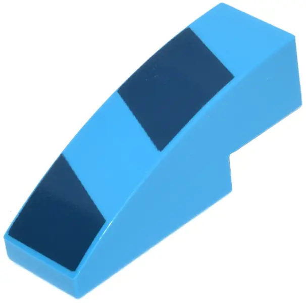 Azure Slope, Curved 3 x 1 with 2 Dark Blue Diagonal Stripes Pattern