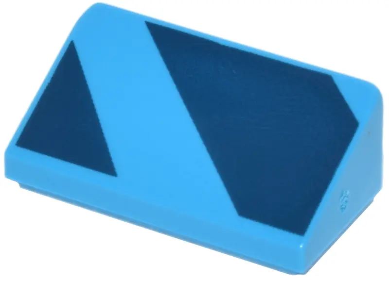 Azure Slope 30 1 x 2 x 2/3 with Dark Blue Diagonal Stripes Pattern