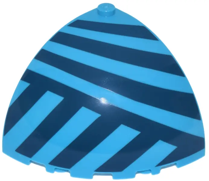 Azure Panel 5 x 5 x 3 1/3 Corner Convex with Curved Top with Dark Blue Diagonal Stripes Pattern