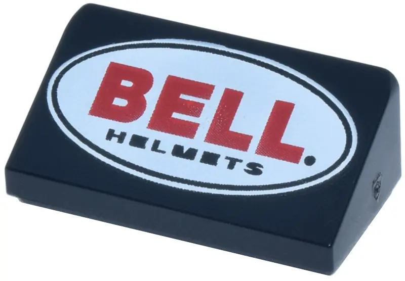 Slope 30 1 x 2 x 2/3 with Black Oval and Red 'BELL HELMETS' Logo on White Background Pattern