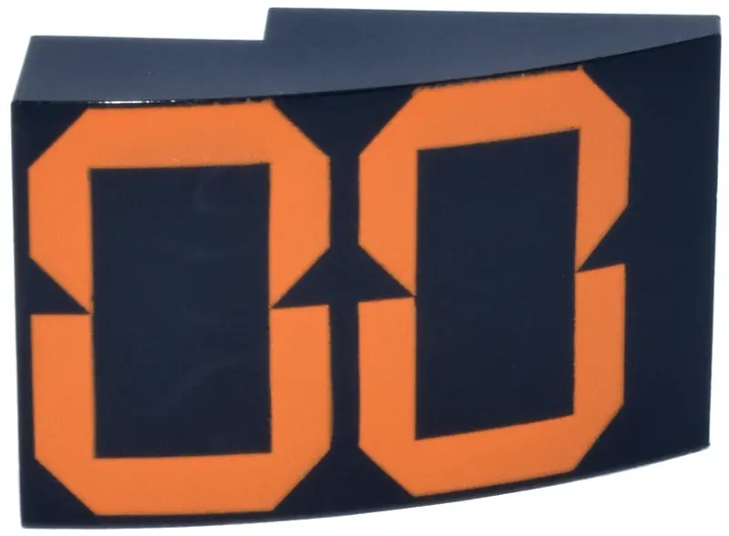 Slope, Curved 3 x 2 with Stylized Orange '00' Pattern