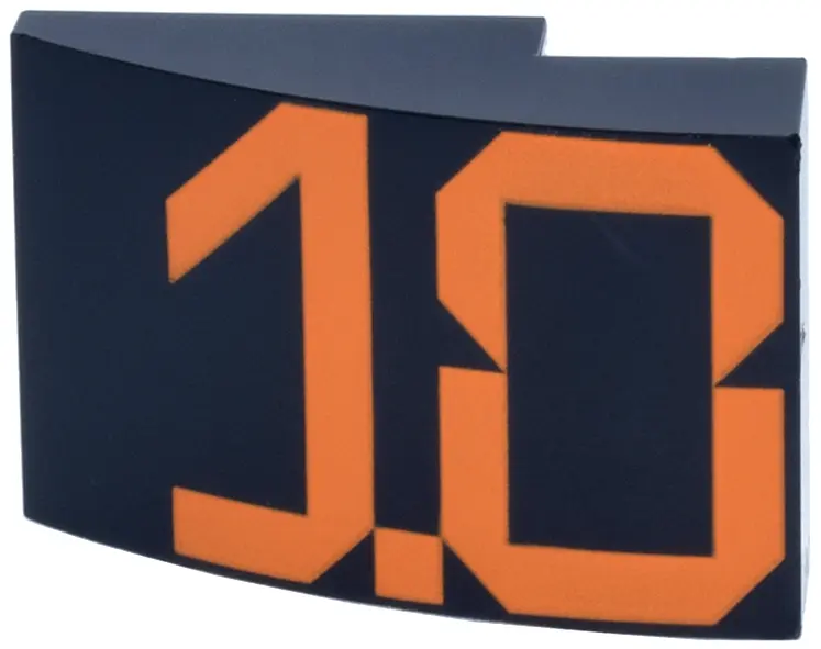 Slope, Curved 3 x 2 with Stylized Orange '10' Pattern