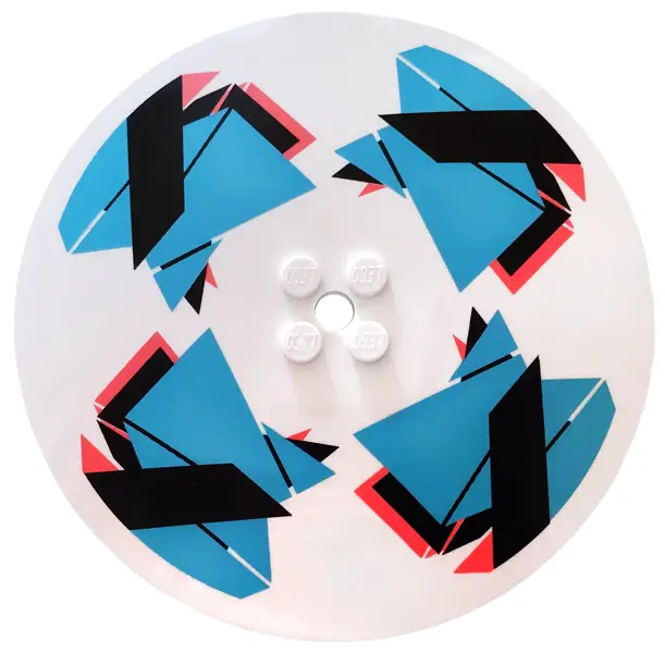 Dish 10 x 10 Inverted (Radar) - Solid Studs with Black, Coral and Medium Azure Intersecting Geometri