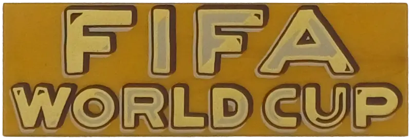 Gold Tile 2 x 6 with Gold, Tan, Reddish Brown and Dark Brown 'FIFA WORLD CUP' Pattern