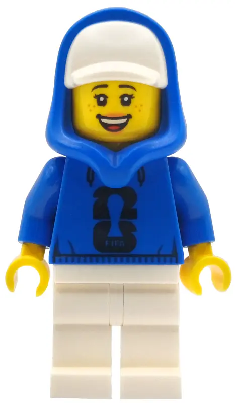 Spectator - Female, Blue Hoodie with Black FIFA World Cup 2026 Logo, White Cap