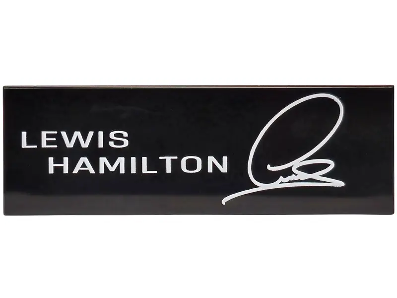 Tile 2 x 6 with White 'LEWIS HAMILTON' and Signature Pattern