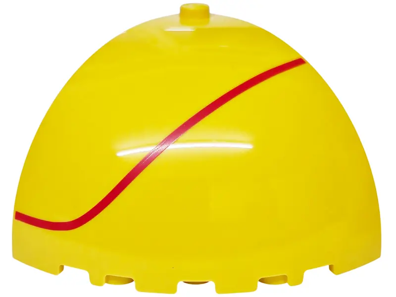 Panel 5 x 5 x 3 1/3 Corner Convex with Curved Top with Red Stripe Pattern Model Left Side