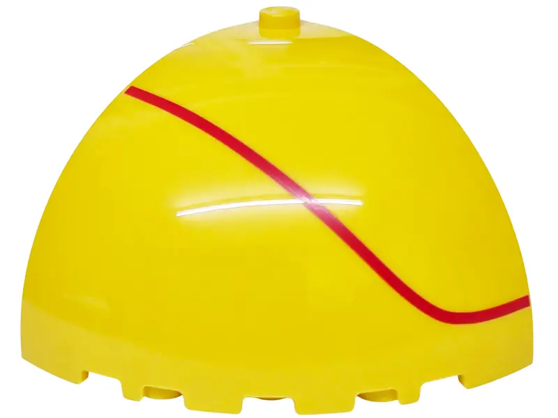 Panel 5 x 5 x 3 1/3 Corner Convex with Curved Top with Red Stripe Pattern Model Right Side
