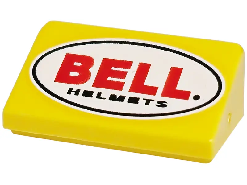 Slope 30 1 x 2 x 2/3 with Black Oval and Red 'BELL HELMETS' Logo on White Background Pattern